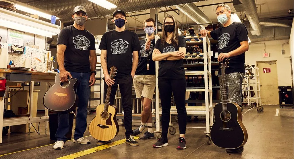 Group of 4 employees in the studio