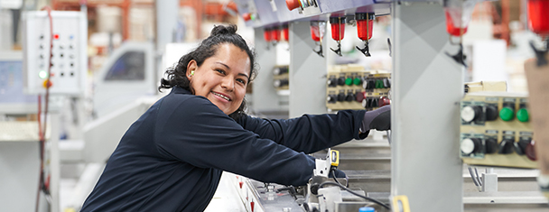 employee working on machine